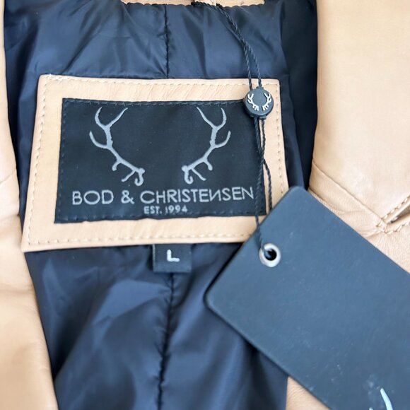 NWT Bod & Chritensen AURIANA Single Breasted Leather Blazer L Sand‎ - Picture 8 of 15